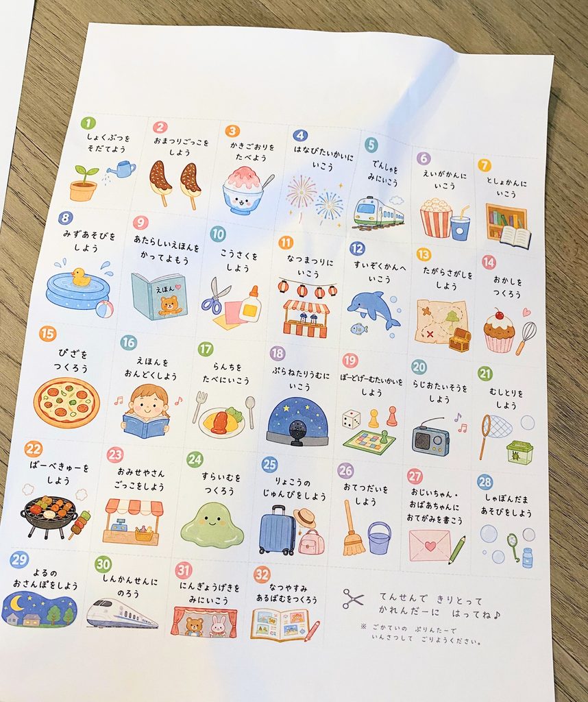 ChatGPTで作った夏休み計画表